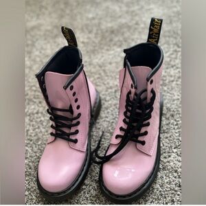 Dr. Martens Shiny Pink Moto Boots